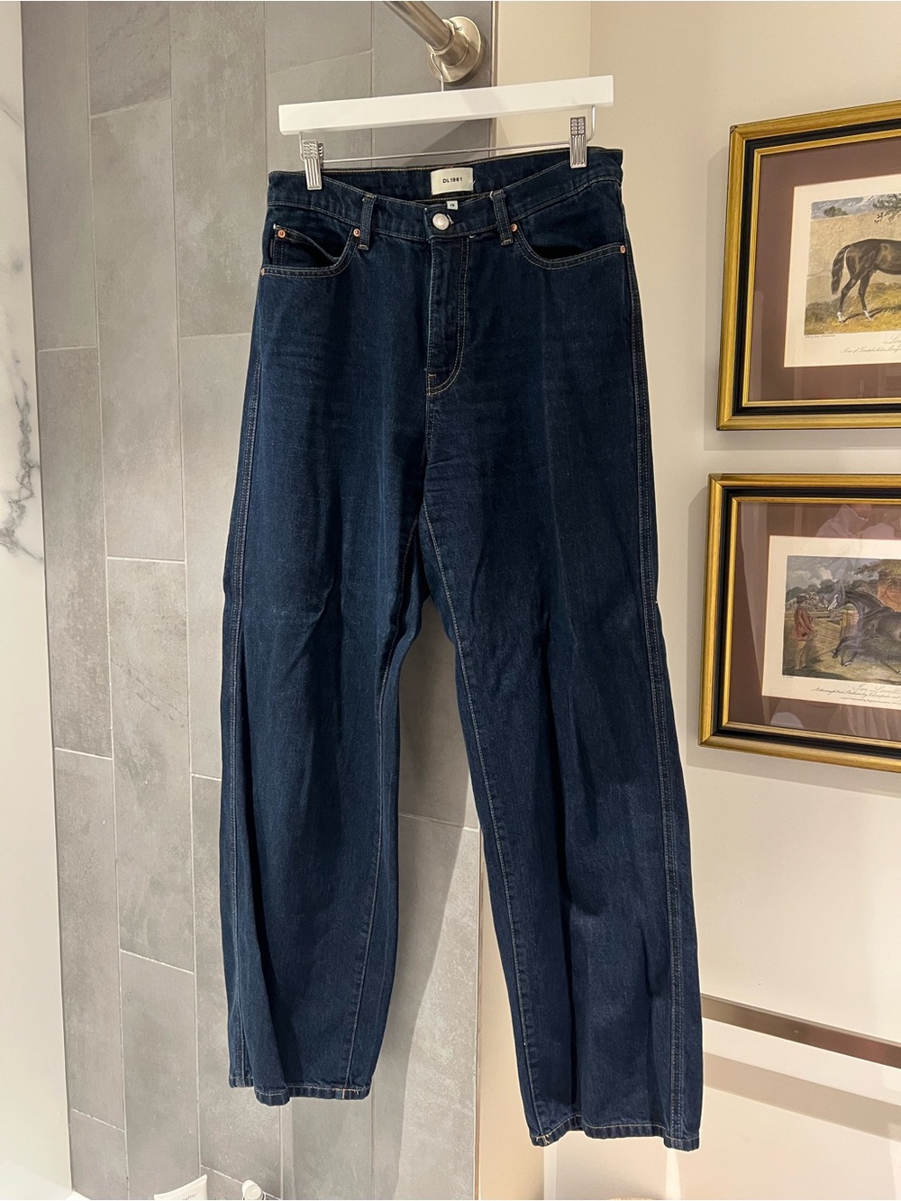 DL1961 Dark Blue Wide-Leg Jeans
